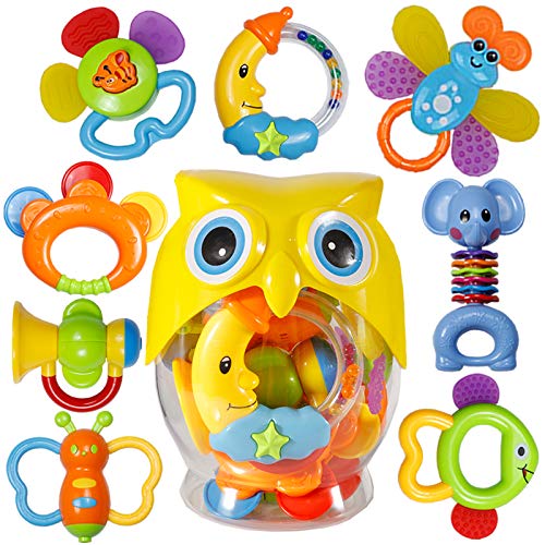 Baby-Rattle-Sets-Teether-Rattles-Toys-8pcs-Babies-Grab-Shaker-and-Spin-Rattle-Toy-Early-Educational-Toys-with-Owl-Bottle-Gifts-Set-for-3-6-9-12-Month-Newborn-Infant-Baby-Boy-Girl